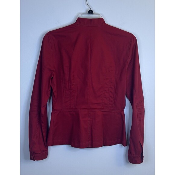 RALPH LAUREN Vintage Red Button Front Jacket Women 4 Long Sleeve Peplum Cotton - Picture 3 of 12